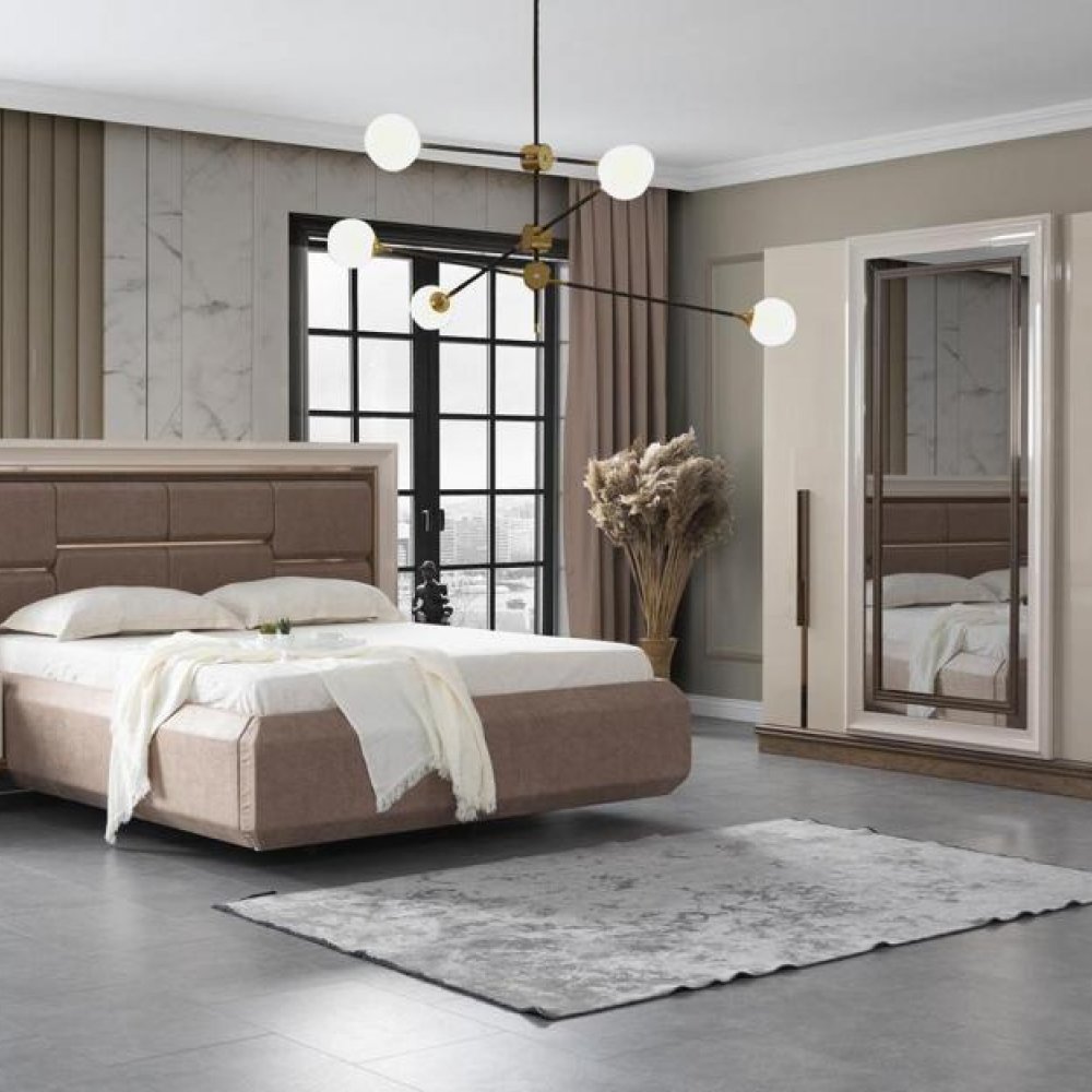 Modern Kare Desenli Yatak Odası Takımı